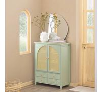 SoBuy Space-Saver Entrance Cabinet - Rattan-Panel Doors in Green | Size: 0.6m2 SoBuy Green 0.6m2