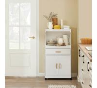 Sobuy Kitchen Storage Trolley Cabinet Cupboard Sideboard On Wheels White