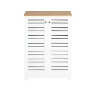 SoBuy Space-Saving Bathroom Cabinet - Slatted Doors - Modern in White SoBuy White