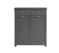 SoBuy 2 Drawers 2 Doors Laundry Cabinet Laundry Chest,BZR33-DG Grey