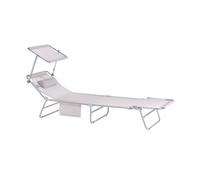 SoBuy Sun Lounger Adjustable Shade Beige