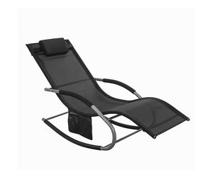 SoBuy Sun Lounger Garden Chair Recliner with Pillow & Side Pocket,OGS28-SCH,UK