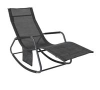 SoBuy Sun Lounger Garden Rocking Chair with Side Pocket, Black