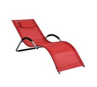 SoBuy Sun Lounger Recliner with Pillow Red