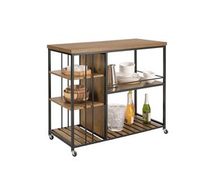 SoBuy SVW18-F, Serving Trolley Kitchen Trolley Cart Mobile Kitchen Shelf Kitchen Storage Trolley with 5 Shelves, Brown-clearance