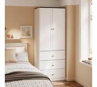 SoBuy Tall 2-Door Wardrobe - Wood-Effect Top - Modern in White | Size: 70 cm SoBuy White 70 cm