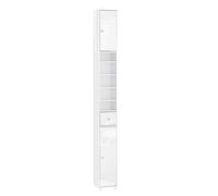 Sobuy Bzr167-Gw, Tall Bathroom Storage Cabinet Freestanding Slim Narrow Storage Unit With 6 Adjustable Shelves