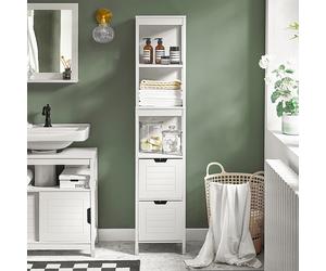 SoBuy Tall Bathroom Storage Cabinet with 3 Shelves and 2 Drawers,FRG126-W,UK