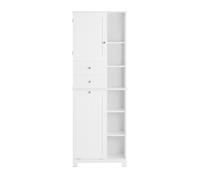 Sobuy Bzr104-W,tall Bathroom Storage Cabinet With Laundry Basket Slim Freestanding Bathroom Unit Narrow Storage Cupboard