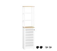 Sobuy Tall Bathroom Storage Cabinet With Door And Shelves White