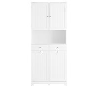 SoBuy Tall Slim Bathroom Cabinet with 2 Hampers & Drawers