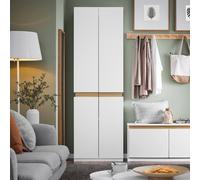 SoBuy Tall Space-Saver Shoe Cabinet - White & Wood Accent SoBuy White