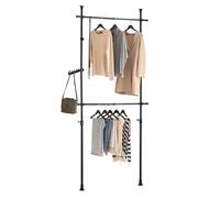 SoBuy Telescopic Clothes Rail, Heavy Duty Clothes Rack, Adjustable Open Wardrobe with Hanging Rails for Bedroom, Walk-in Closet Black FRG109-SCH
