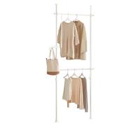 SoBuy Telescopic Clothes Rail, Heavy Duty Clothes Rack, Adjustable Open Wardrobe with Hanging Rails for Bedroom, Walk-in Closet White FRG109-W