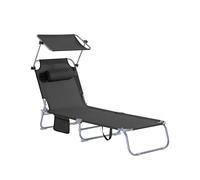 SoBuy Textoline Reclining Folding Chair & Side Bag Sunlounger,Black,OGS48-SCH,UK
