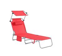 SoBuy Textoline Reclining Folding Chair & Side Bag Sunlounger,Red,OGS48-R,UK