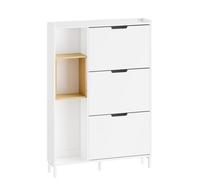 Sobuy Three-Door Shoe Cabinet 87X90X129.5Cm Minimalist Fsr209-Nw