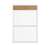 SoBuy Slim Shoe Cabinet with Drawer - White & Oak - 61x26x91cm