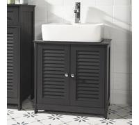 SoBuy Under Sink Bathroom Cabinet - 2 Shutter Doors - For Pedestal Sink in Dark Grey SoBuy Dark Grey