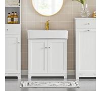 SoBuy BZR18-W,Under Sink Bathroom Cabinet Bathroom Storage Unit with Doors and Adjustable Shelf Under Sink Storage, Suitable for Vessel Sink White...