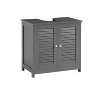 SoBuy Under Sink Bathroom Cabinet - Louvered Doors - Adjustable Shelves in Dark Grey SoBuy Dark Grey