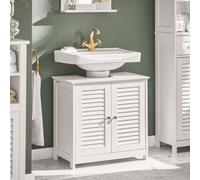 SoBuy Under Sink Bathroom Cabinet - Louvered Doors - Adjustable Shelves in White SoBuy White