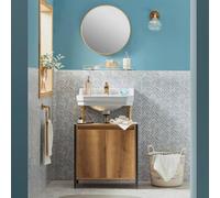 SoBuy Under Sink Bathroom Cabinet - Space-Saving Design - Industrial in Light Brown | Size: W600mm x H600mm SoBuy Light Brown W600mm x H600mm