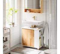 SoBuy Under Sink Bathroom Cabinet - Wood-Effect Door Scandi in White SoBuy White