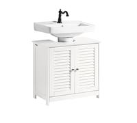 SoBuy BZR18-DG,Under Sink Bathroom Cabinet Bathroom Storage Unit with Doors and Adjustable Shelf Under Sink Storage, Suitable for Vessel Sink Dark ...