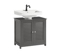 SoBuy BZR18-DG,Under Sink Bathroom Cabinet Bathroom Storage Unit with Doors and Adjustable Shelf Under Sink Storage, Suitable for Vessel Sink Dark ...