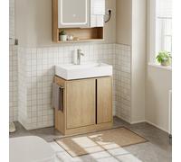 Sobuy Under Sink Cabinet With Adjustable Shelf And Towel Bar 60X30X60 Cm Bzr235-N - Light Oak