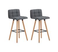 Sobuy Fst50-Dgx2, Set Of 2 Kitchen Barstool, Bar Stool With Fabric Padded Seat, Grey,w45Xd42Xh92