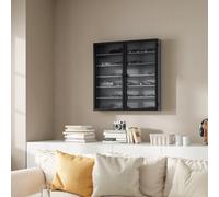Sobuy Wall Mounted Cabinet With 2 Glass Doors 31.5X4.8X31.5 Inch 5 Adjustable Shelves Fsb113-H-Dg - Gray