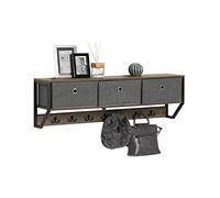 SoBuy Wall Mounted Coat Rack 100cm Wide with 3 Baskets & 7 Hooks Hallway
