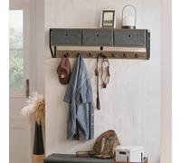 SoBuy Wall-Mounted Coat Rack - 3 Baskets & 7 Hooks - Industrial in Dark Grey SoBuy Dark Grey