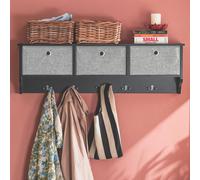 Sobuy Frg282-Sch, Wall Coat Rack Wall Shelf Wall Storage Cabinet Unit, Black,w100Xd20Xh31