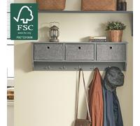 SoBuy Wall-Mounted Coat Rack - 5 Hooks & 3 Baskets in Grey | Size: 0.6m2 SoBuy Grey 0.6m2