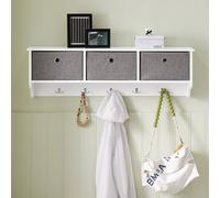 SoBuy Wall-Mounted Coat Rack - 5 Hooks & 3 Baskets in White SoBuy White