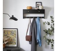 SoBuy FRG178-SCH, Wall Coat Rack Wall Shelf Wall Cabinet Wall Storage Unit, Black