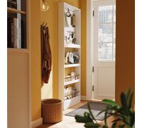 Sobuy Wall-Mounted Coat Rack With Pegboard, 3 Rails, 4 Shelves 27.6X4.7X74.8 Inch Fhk39-W - White