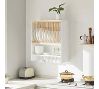 SoBuy Wall-Mounted Dish Rack - 7 Hooks & Plate Drainer Scandi in White SoBuy White