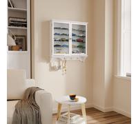SoBuy Wall-Mounted Display Cabinet - Tempered Glass Shelves - Modern Retro in White | Size: 70 cm x 15 cm SoBuy White 70 cm x 15 cm