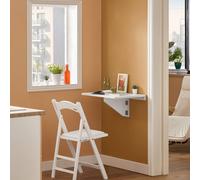 Sobuy Fwt03-W, Folding Wall-Mounted Drop-Leaf Table, Children Table Desk, Dining Table,white,w60Xd40Xh26