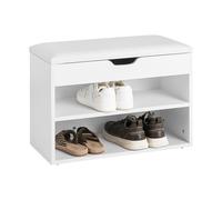 SoBuy White 2 Tiers Shoe Storage Bench Shoe Cabinet with Padded Seat,FSR25-W,UK