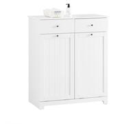 SoBuy White Bathroom Cabinet with Laundry Baskets & Drawers