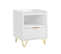 SoBuy White Bedside Table with Drawer & Shelf, 40x40x51cm