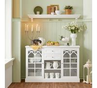 SoBuy White Credenza with Glass Doors - 2 Drawers Farmhouse SoBuy White