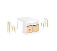 SoBuy White Kids Table & 2 Chairs Set for Study & Play