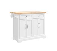SoBuy White Kitchen Island on Wheels with Extendable Worktop