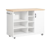 SoBuy White Kitchen Island Trolley with Storage & Wheels